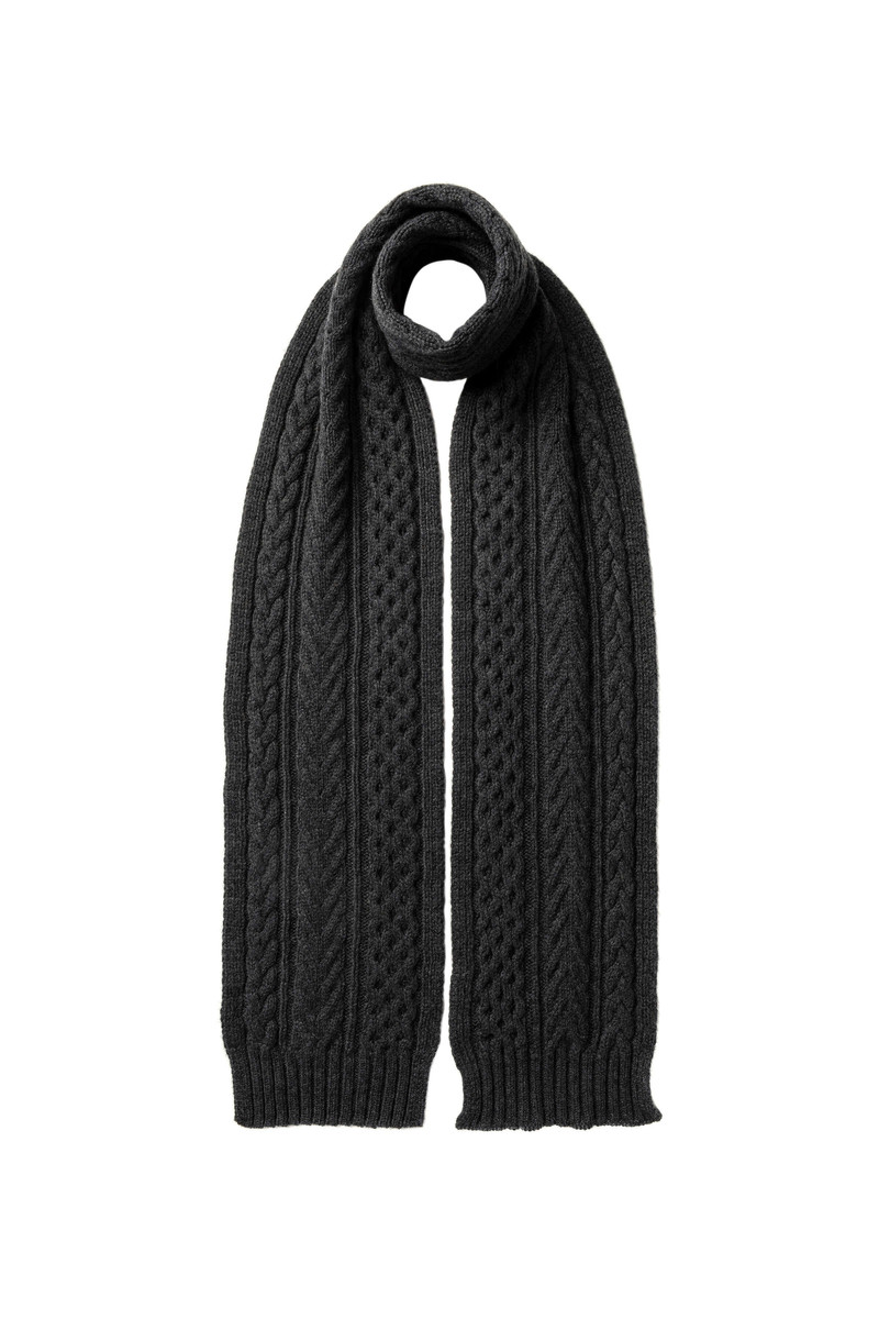 Aran Cable Grey Cashmere Scarf 1
