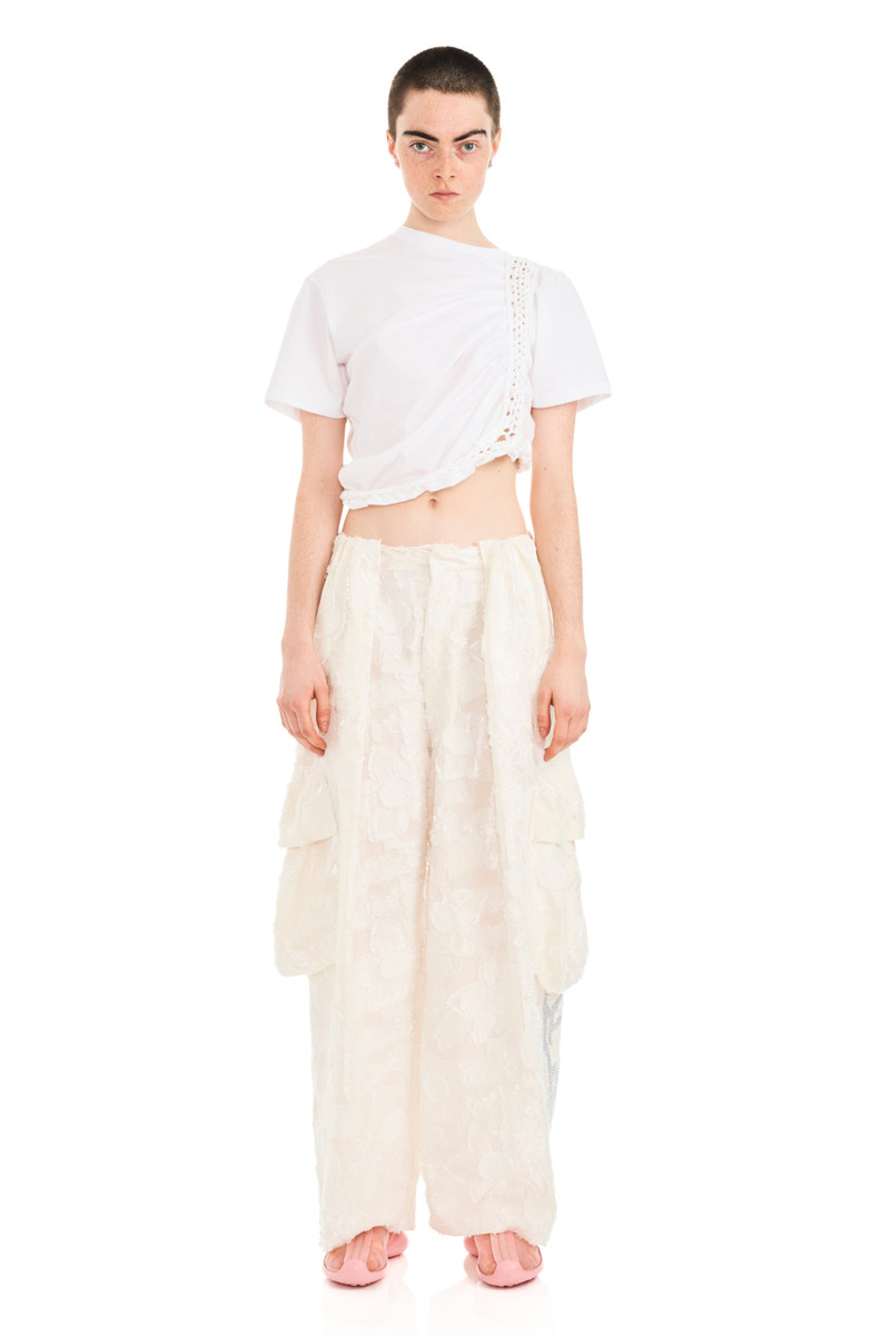 Collina Strada WHITE WINGS RHINESTONE PLEATED CARGO PANT outlook