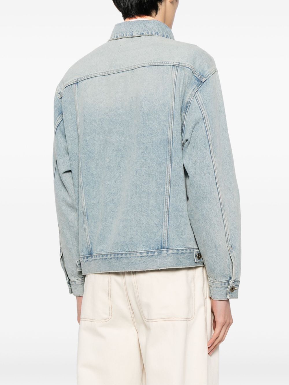 embroidered logo denim jacket - 4