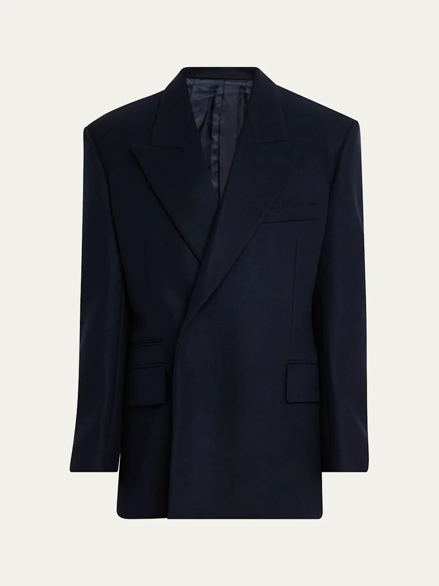 Men's Deconstructed Wool Peak-Lapel Sport Jacket - 1