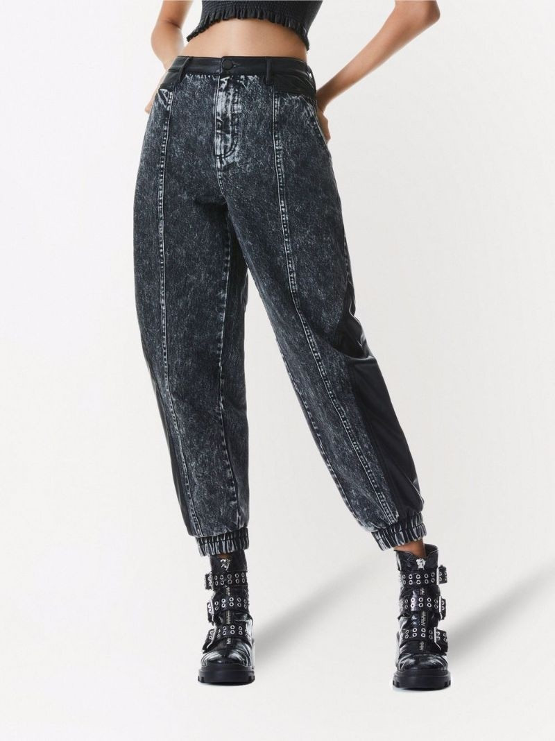 Jenny vegan leather panelled cropped jeans 3