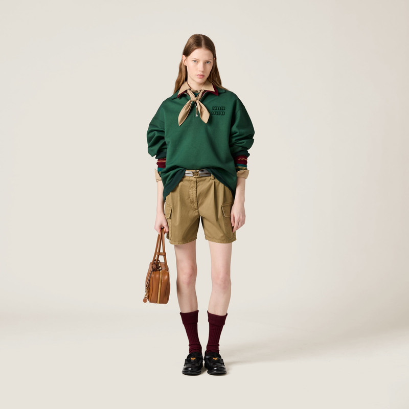 Miu Miu Garment-dyed cotton satin shorts outlook