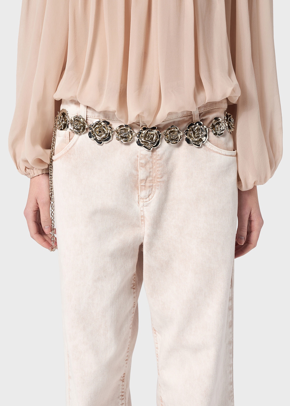 METAL BELT WITH ROSES AND B MONOGRAM - 3