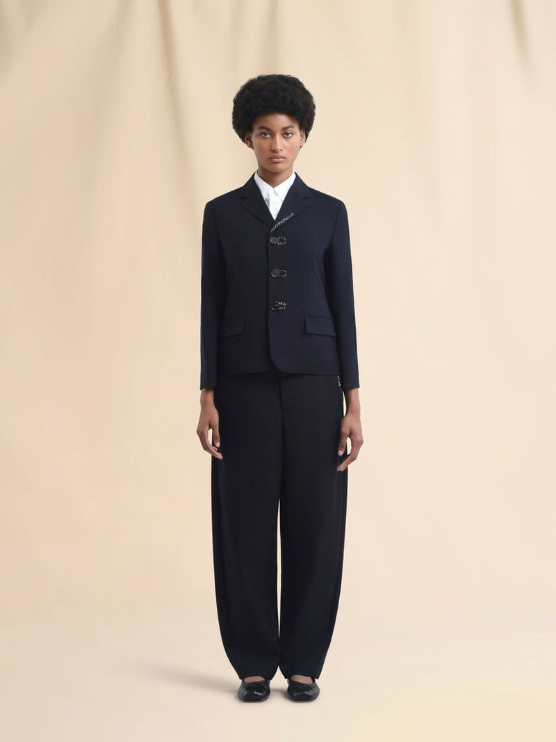 Marni DEEP BLUE TROPICAL WOOL BABY JACKET WITH MARNI MENDING outlook