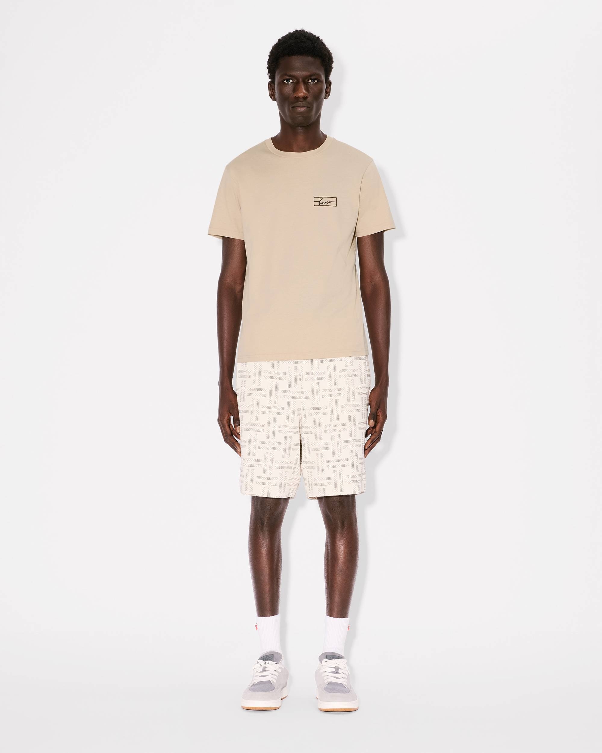 'KENZO Weave' embroidered slim T-shirt in cotton - 5