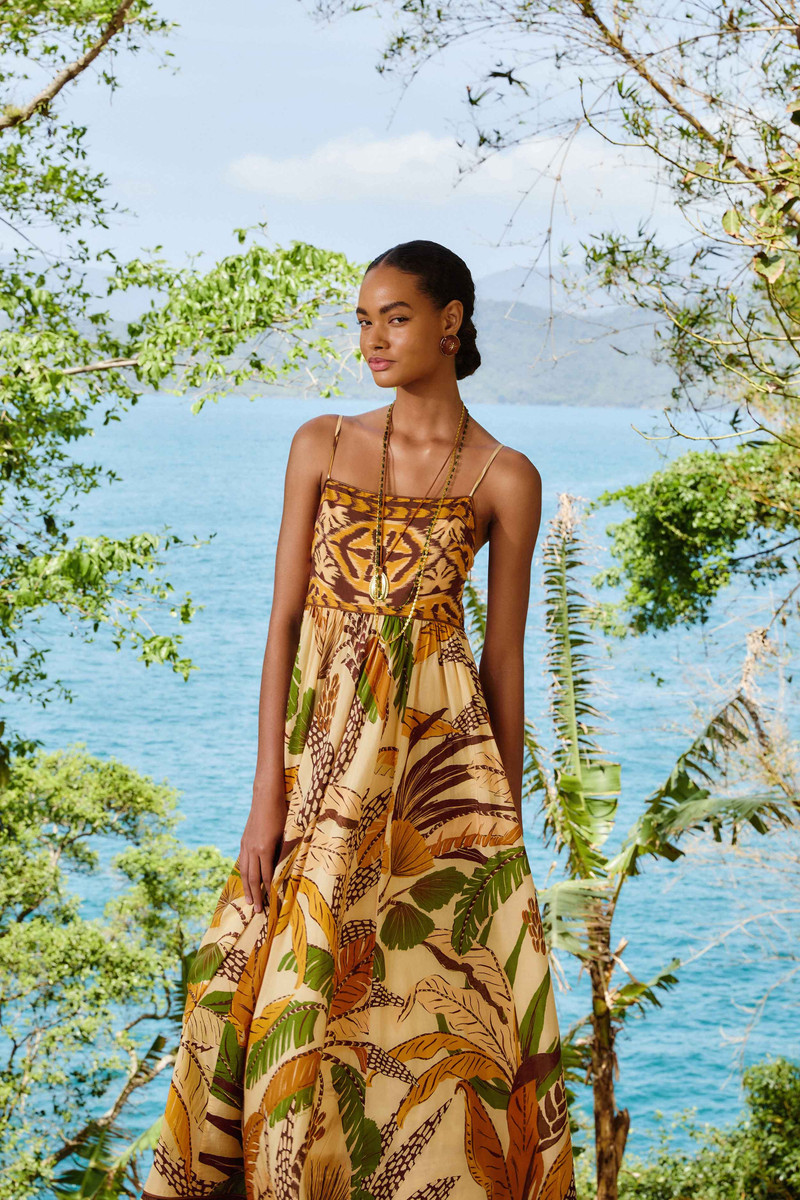 Sand Foliage Sketch Maxi Dress 3