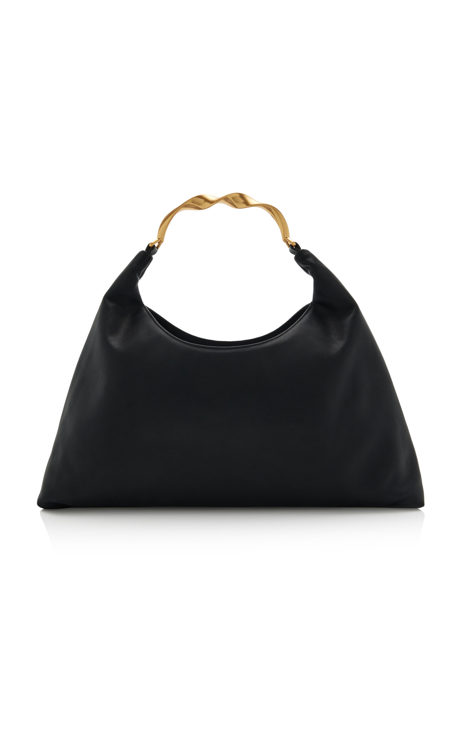 Twist Handle Leather Hobo Bag black - 4