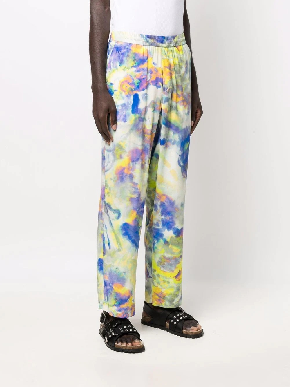 tie dye-print straight-leg trousers - 3