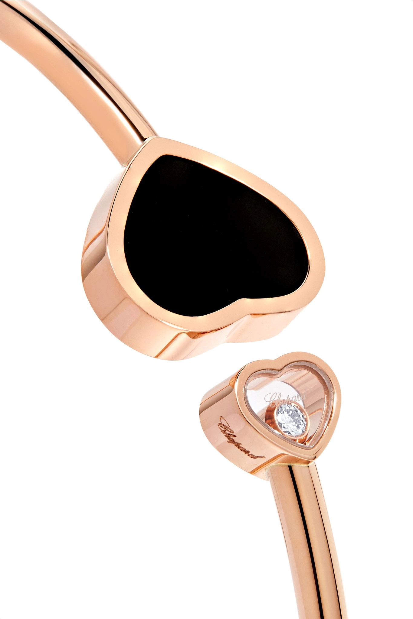 Happy Hearts 18-karat rose gold, onyx and diamond cuff - 4