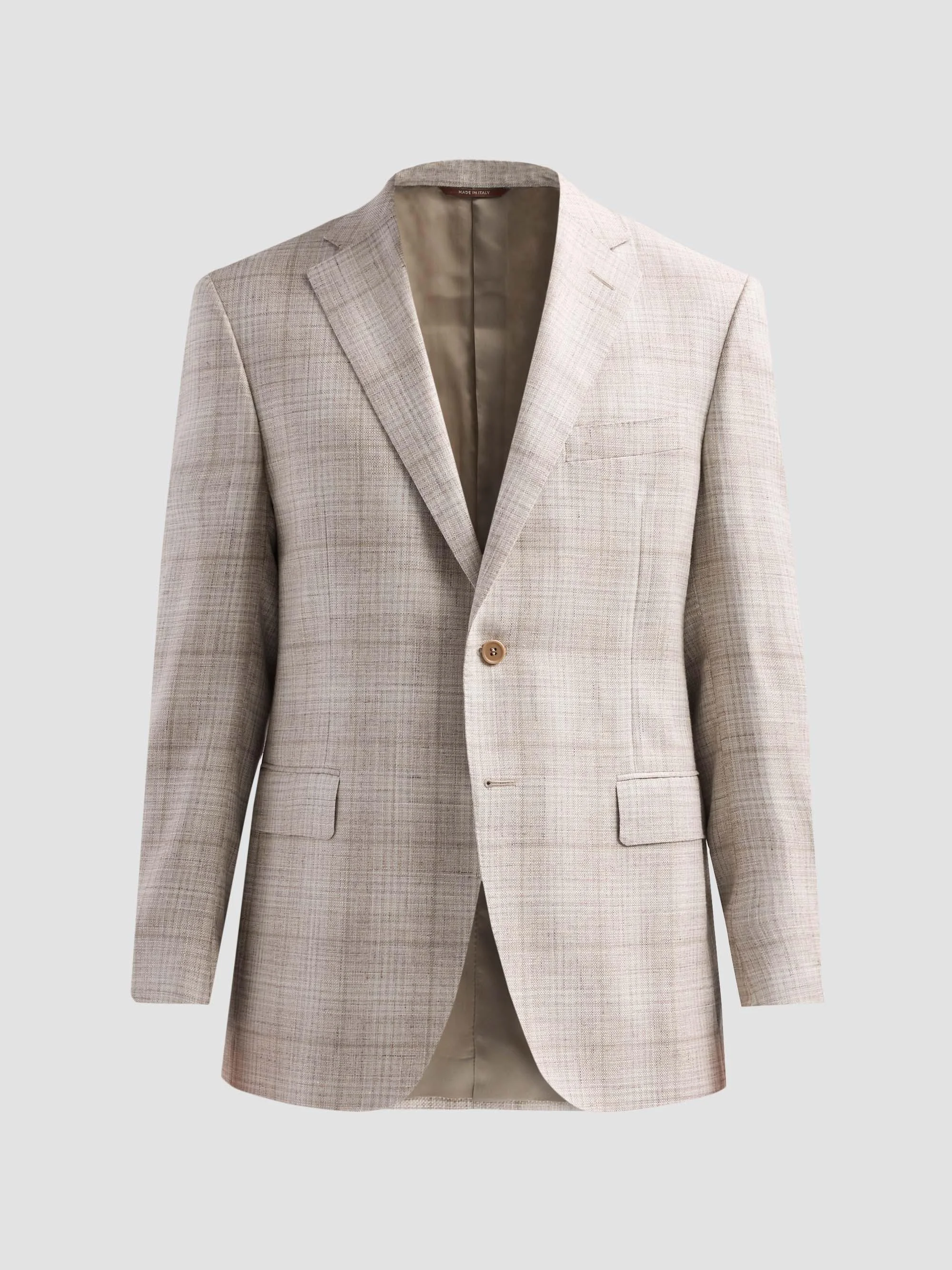 Men's Abstract Plaid Wool-Silk-Linen Sport Coat - Beige - 1