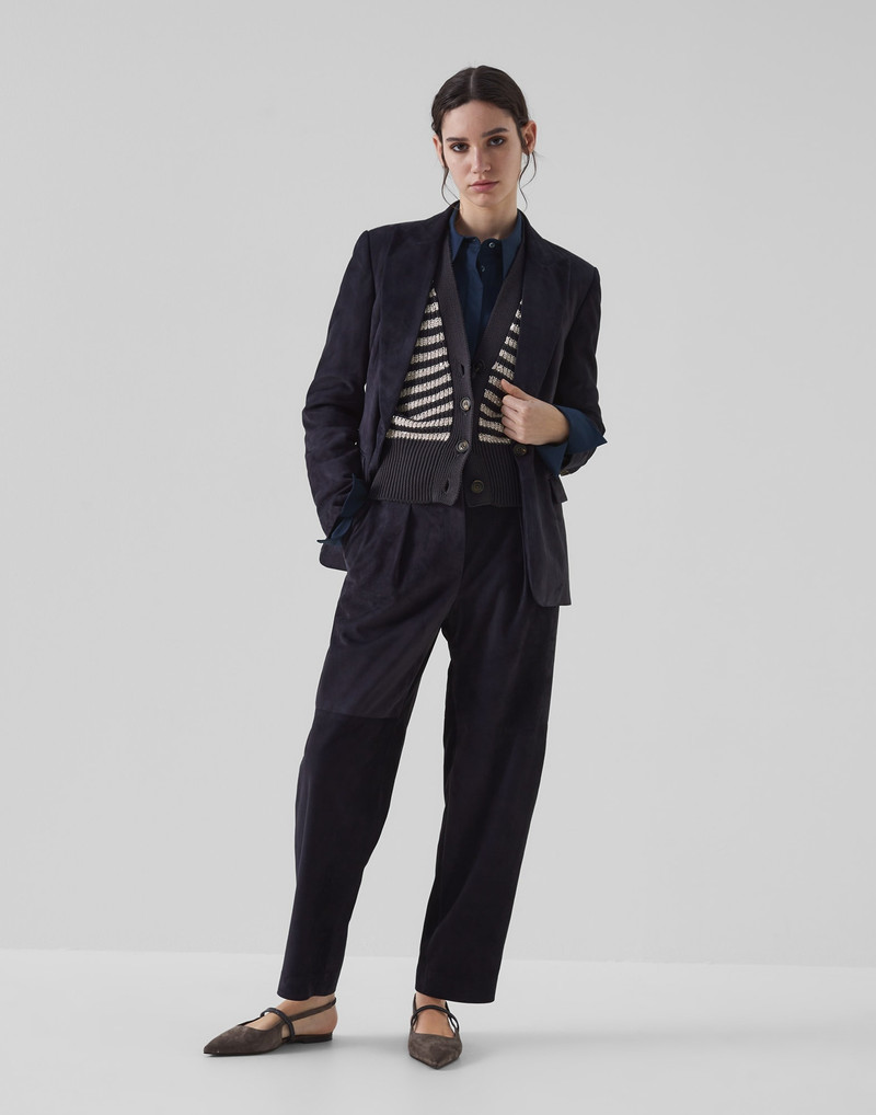 Suede blazer with monili 5