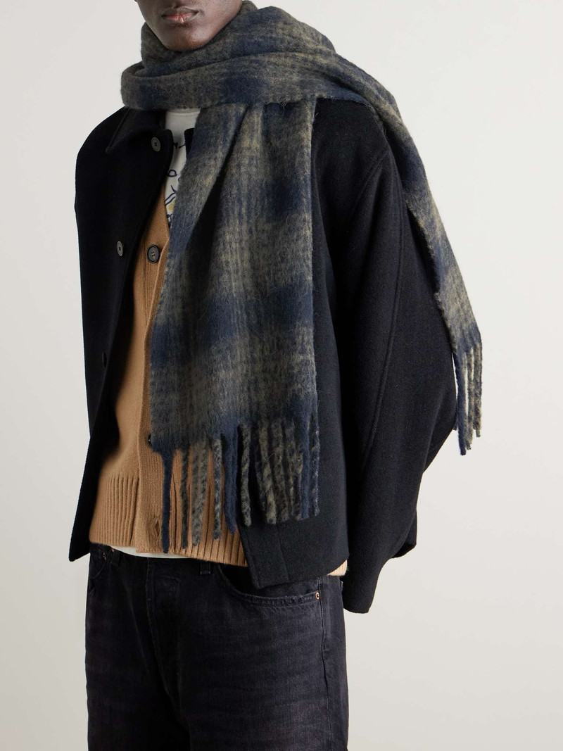 A.P.C. Fringed Checked Alpaca-Blend Scarf outlook