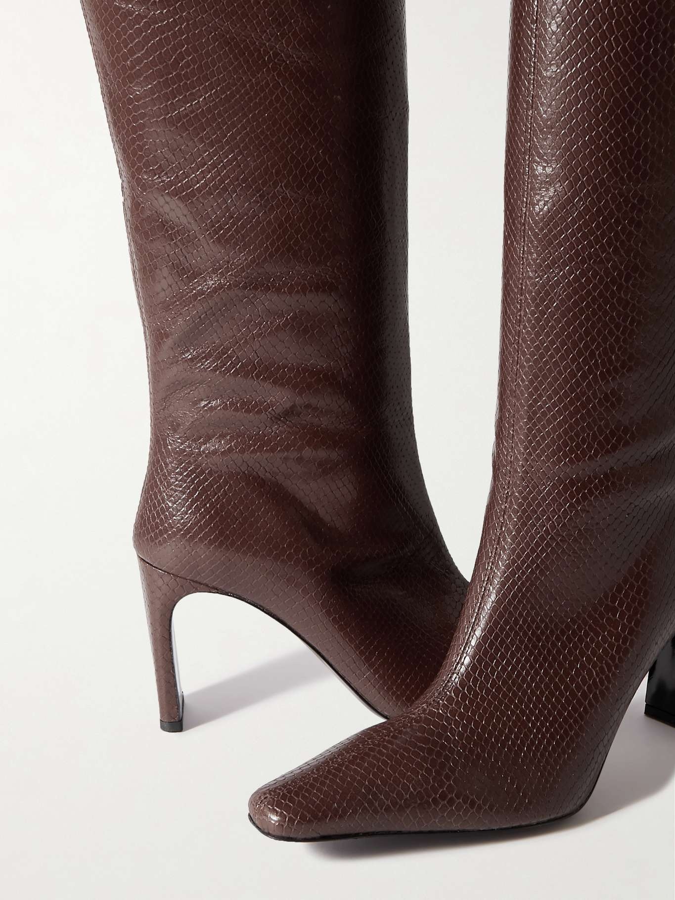 Wally lizard-effect leather knee boots - 4