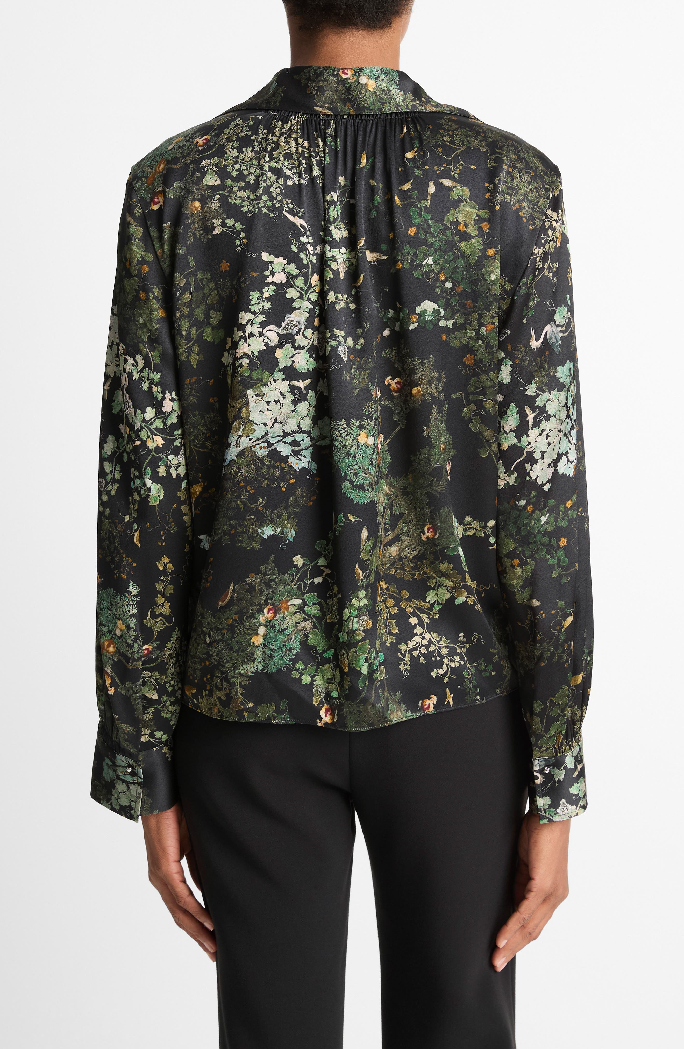 Vince Grape Vine Silk Button-Up Shirt in Black Sky at Nordstrom - 2