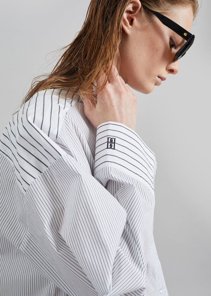 By Malene Birger Derris Shirt - White/Black Mix Stripe 5