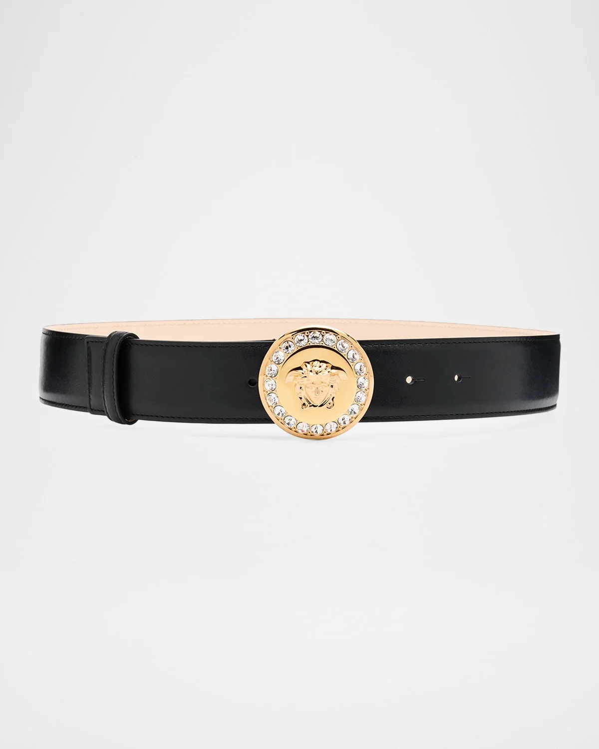 La Medusa Embellished Leather Belt - 1