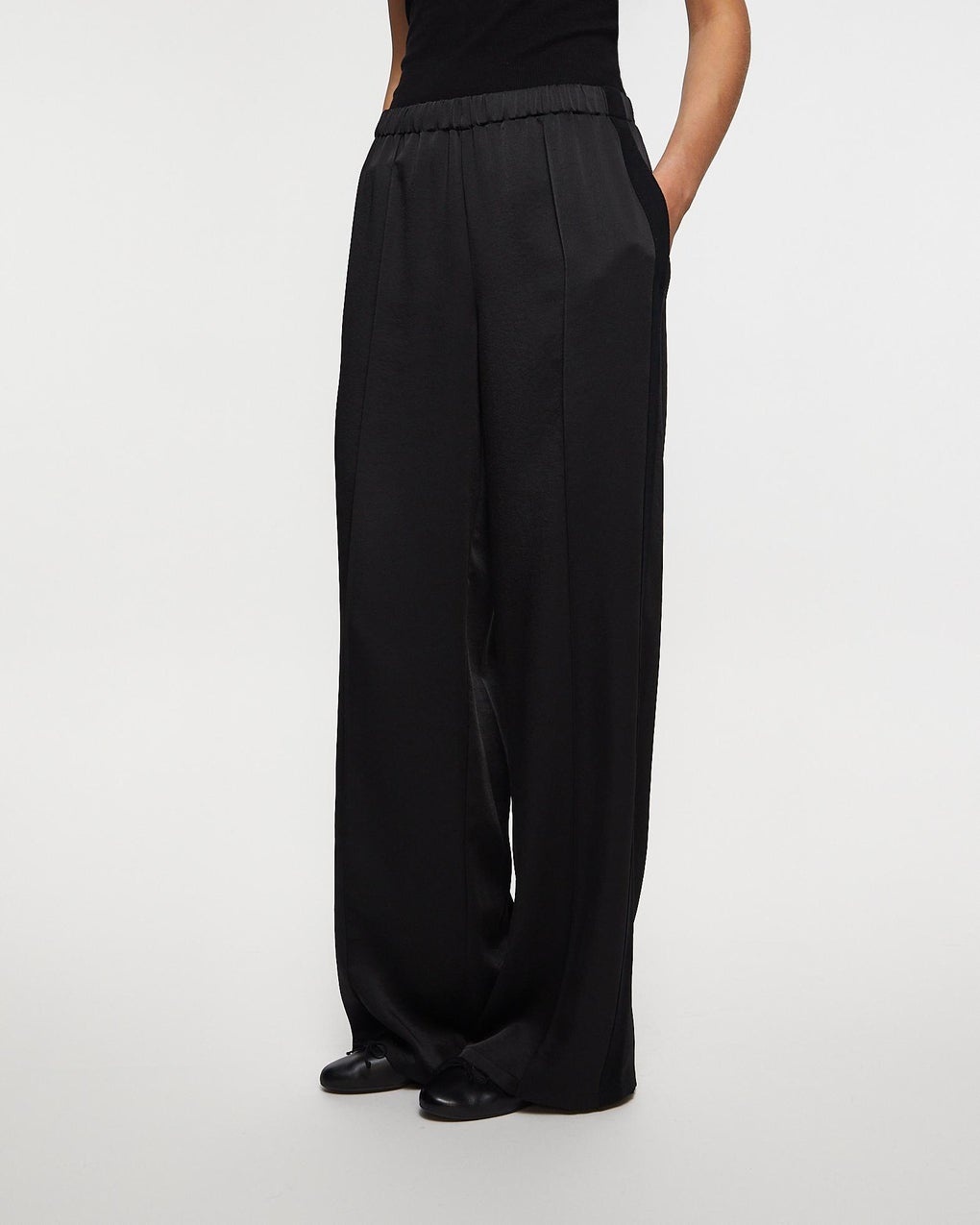Trousers Mid Rise Side-Strap Crepe Black - 2