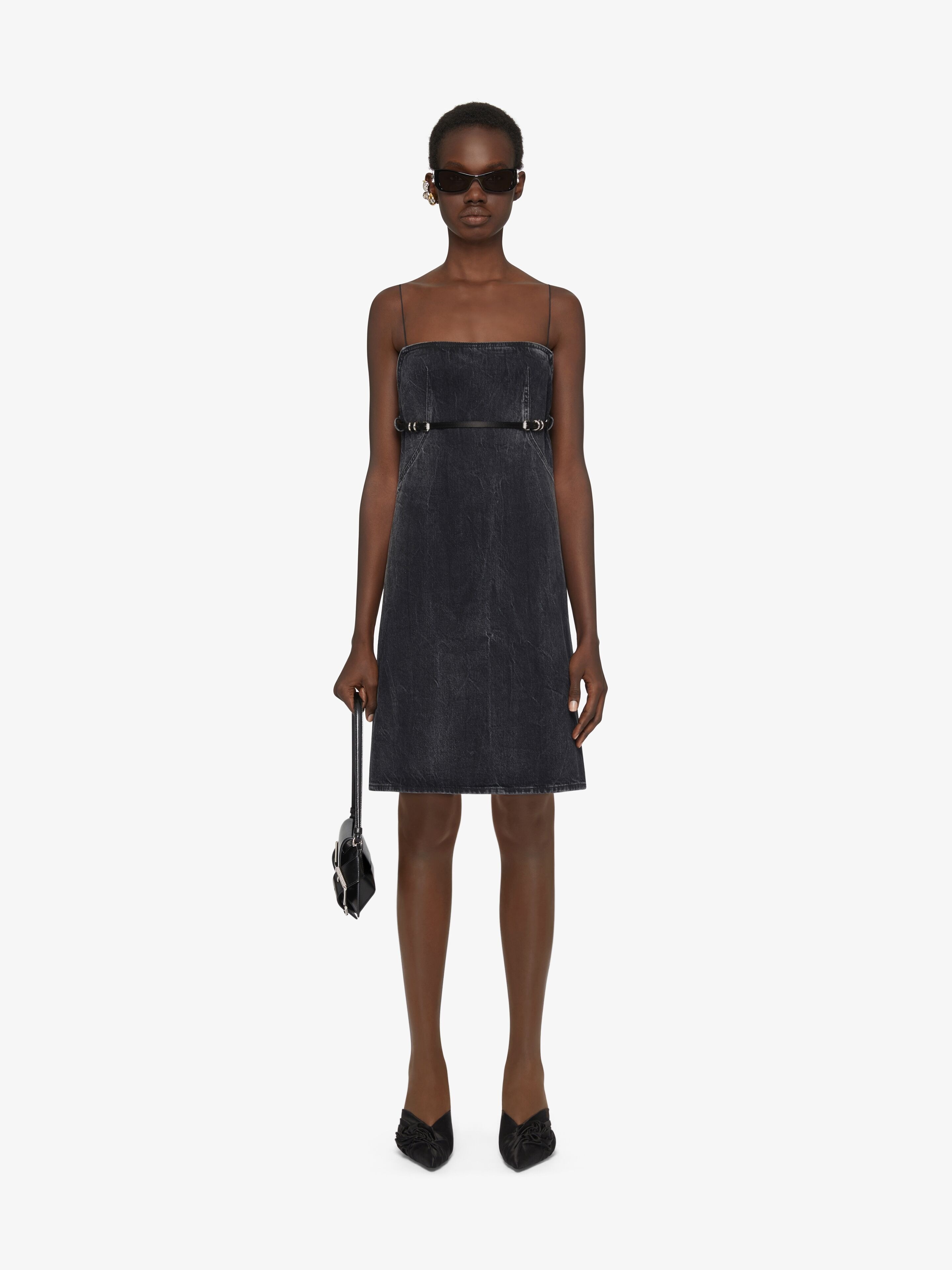 VOYOU STRAPS DRESS IN DENIM - 2