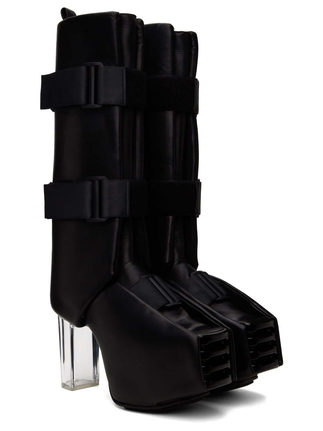 Black Splint Platform Boots - 4