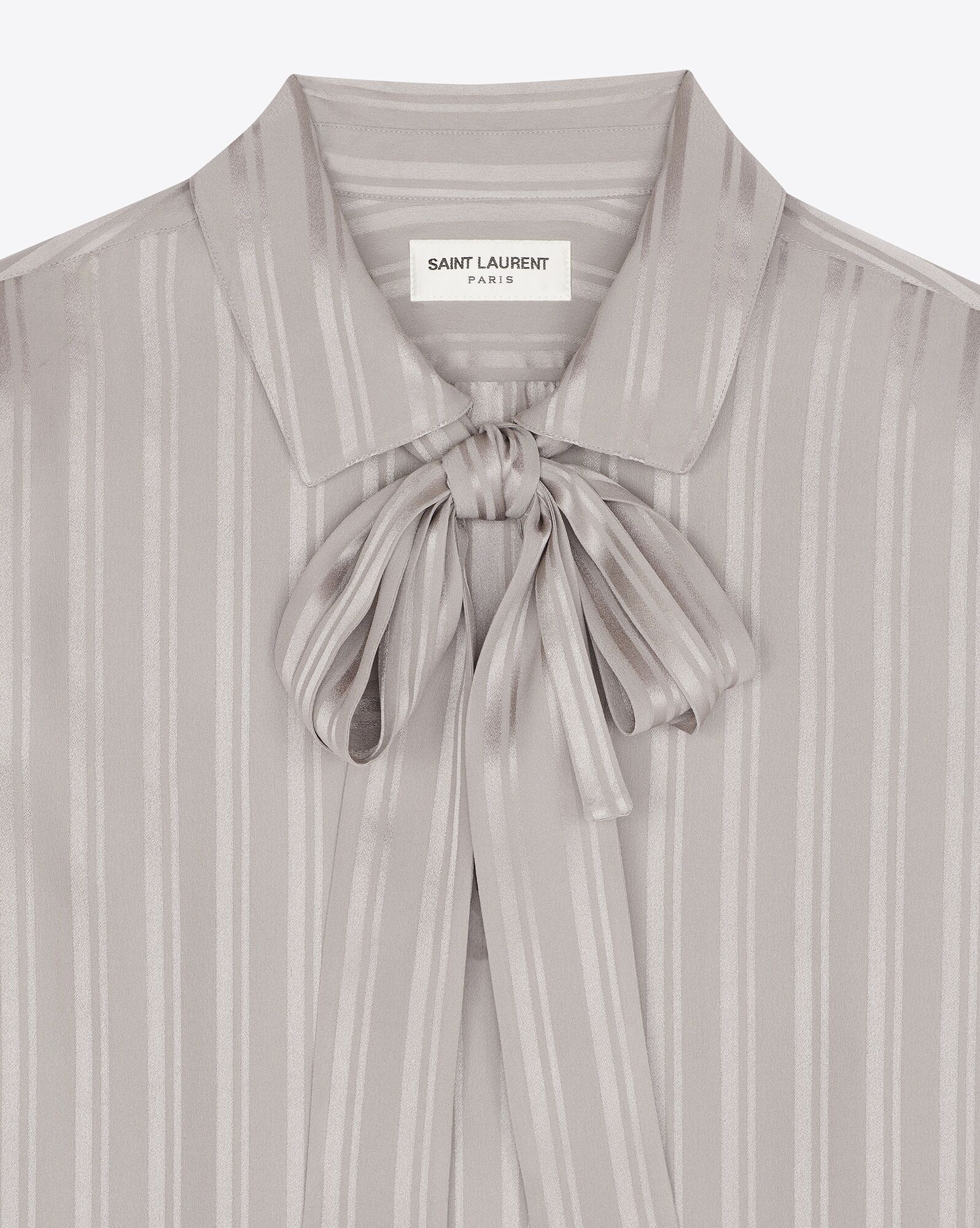 lavallière-neck blouse in matte and shiny striped silk - 6