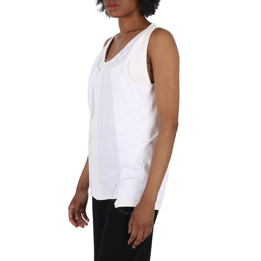 MM6 Maison Margiela Off White Layered-Detail Tank Top - 4