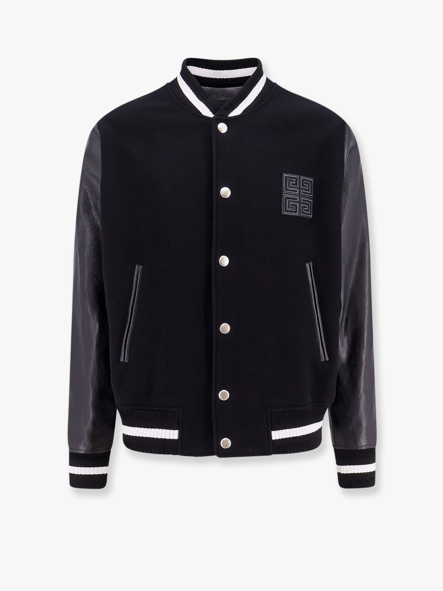 Givenchy Men Varsity Wool Blend Bomber With Leather Sleeves - 1