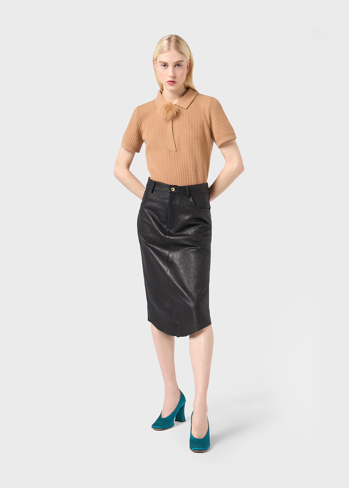 ASYMMETRIC LEATHER SKIRT - 2