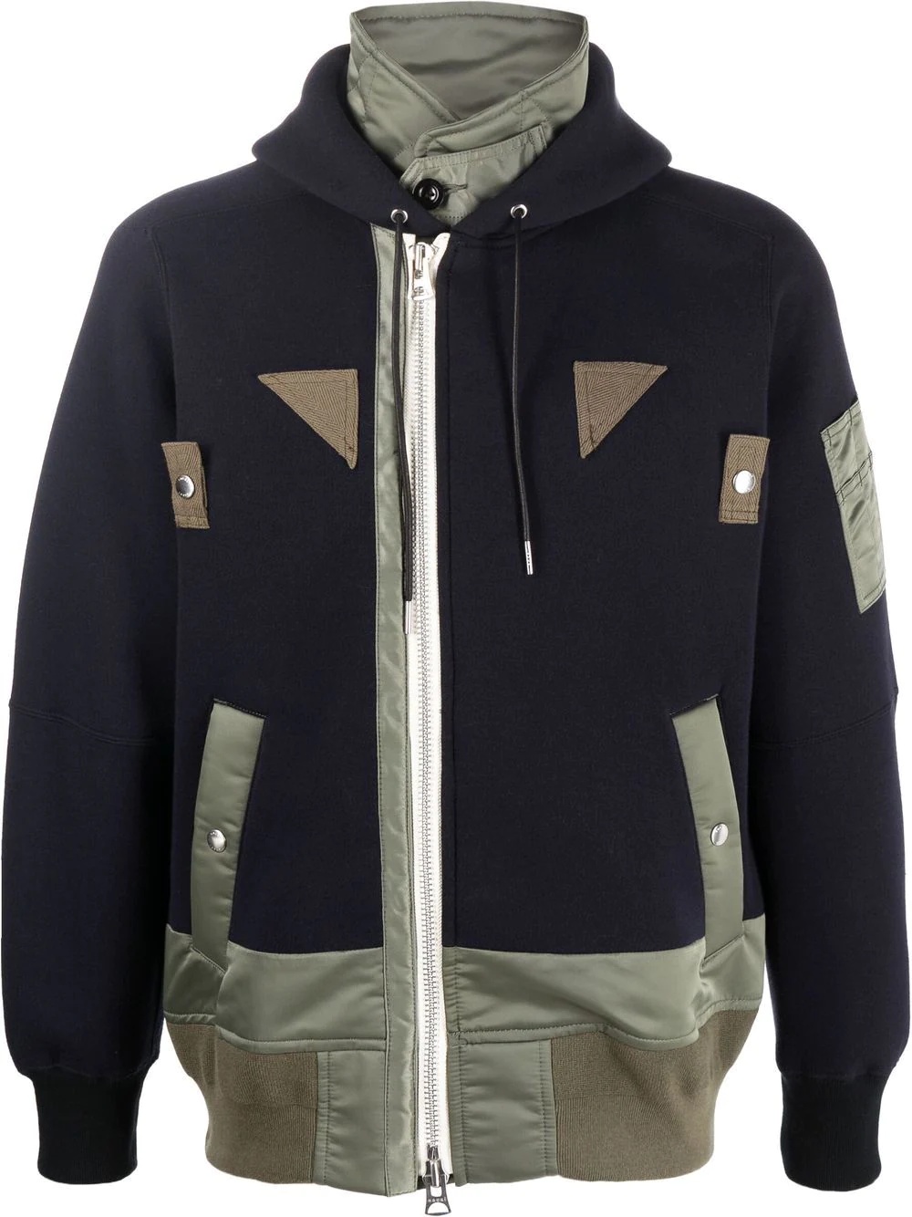 panelled hooded bomber jacket - 1