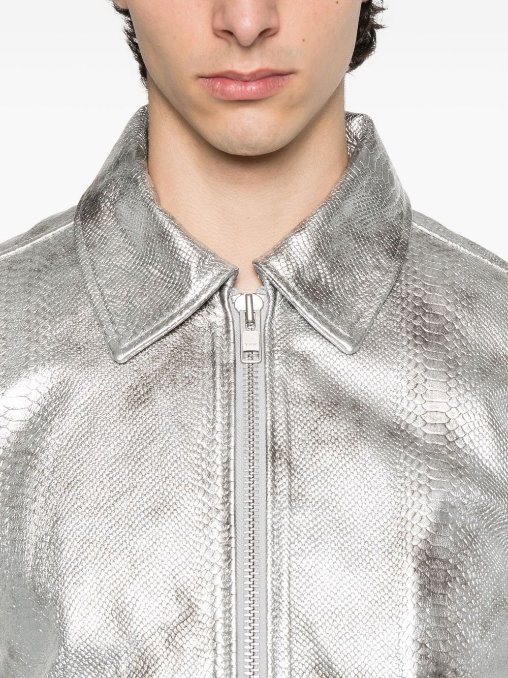snakeskin-effect zip-front jacket - 5
