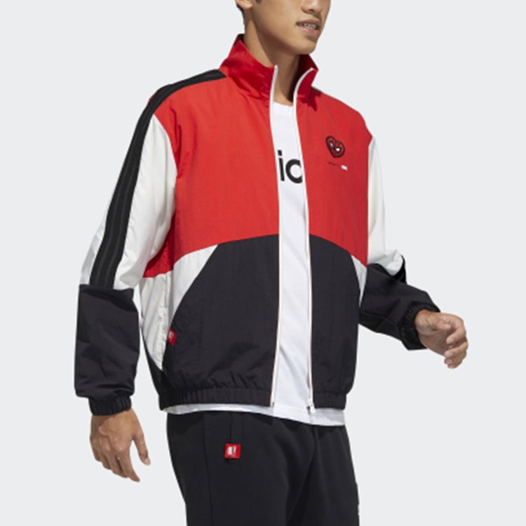 adidas neo U Spdr Jkt Colorblock Woven Sports Stand Collar Jacket Red H55131 - 3