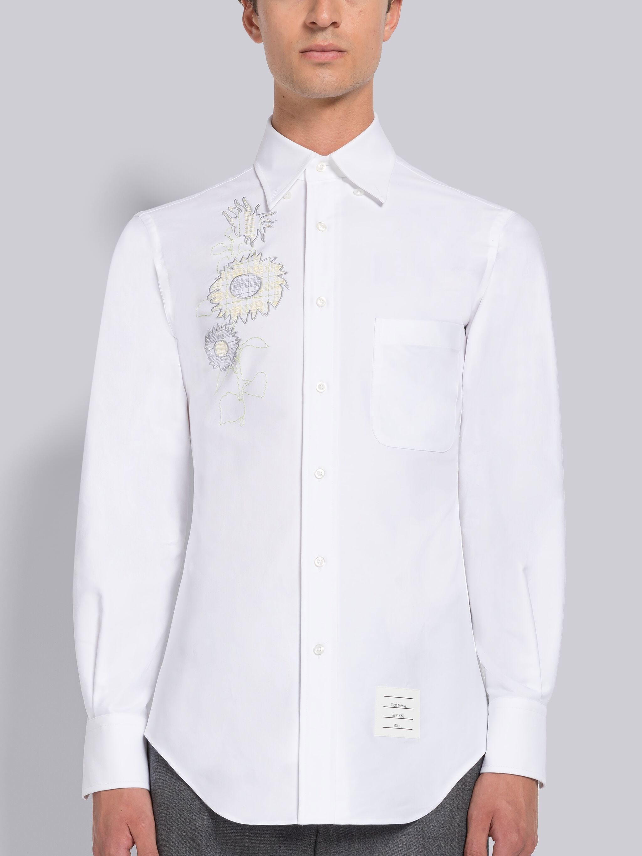 MADRAS FLOWER PATCH APPLIQUE POINT COLLAR SHIRT - 3