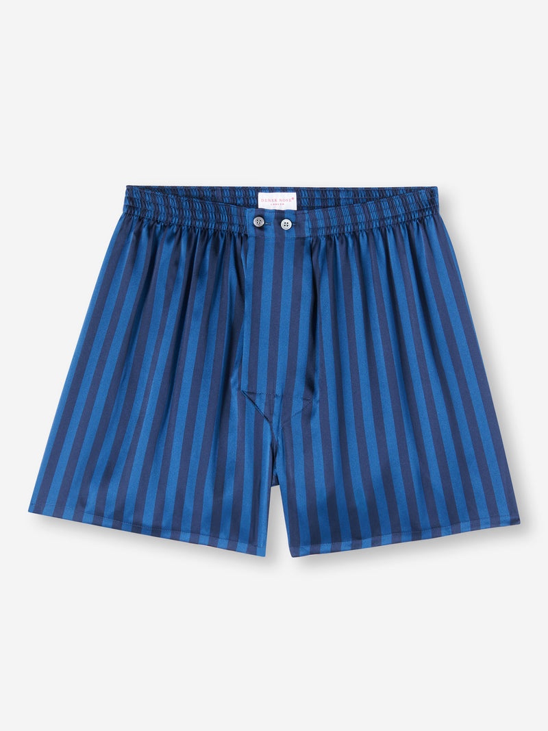 Men's Classic Fit Boxers Brindisi 92 Silk Satin Navy - 1