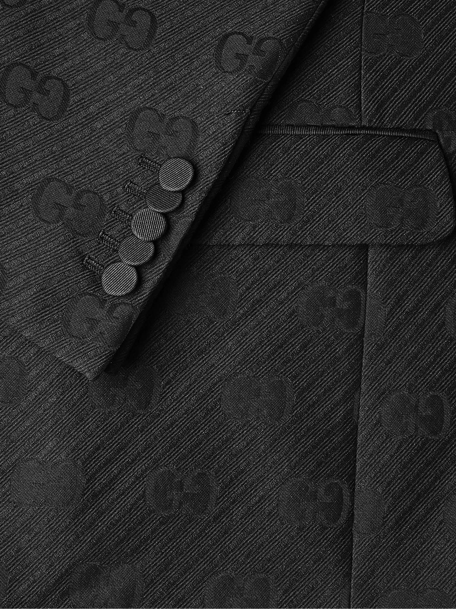 Faille-Trimmed Logo-Jacquard Wool and Silk-Blend Tuxedo Jacket - 4