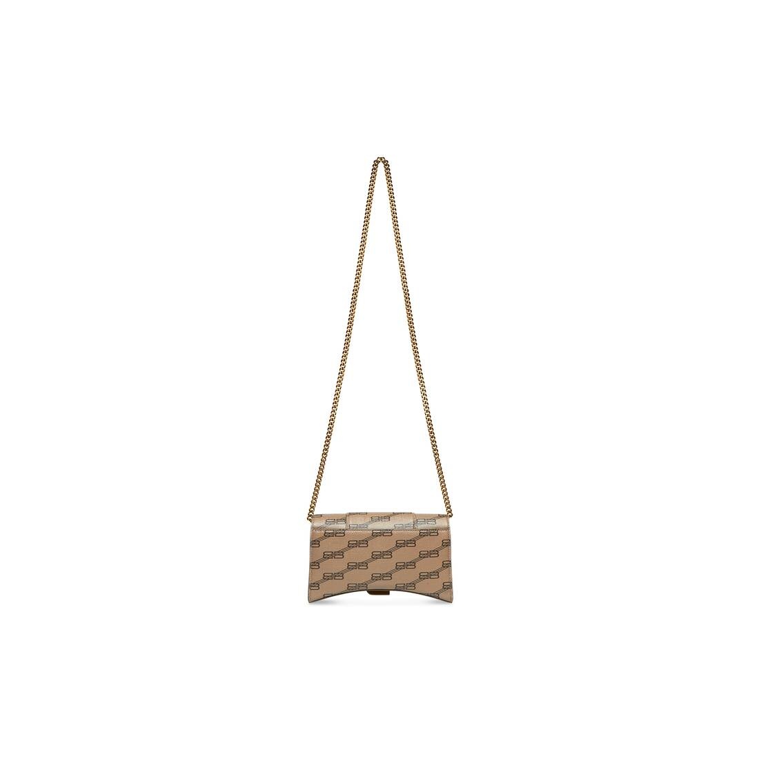 Women's Hourglass Wallet With Chain Bb Monogram Coated Canvas in Beige - 5