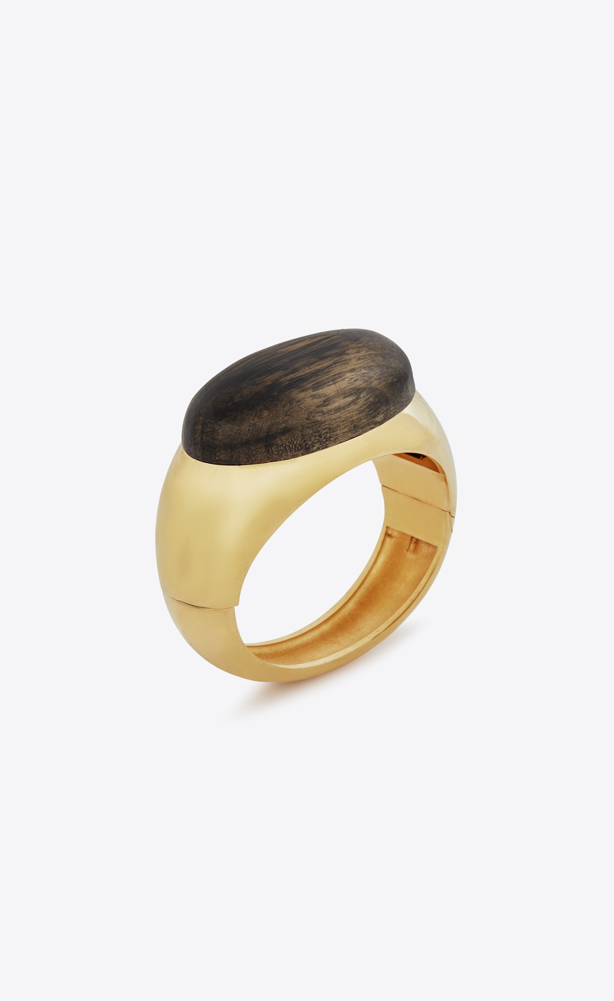 dome bangle in metal and wood - 1