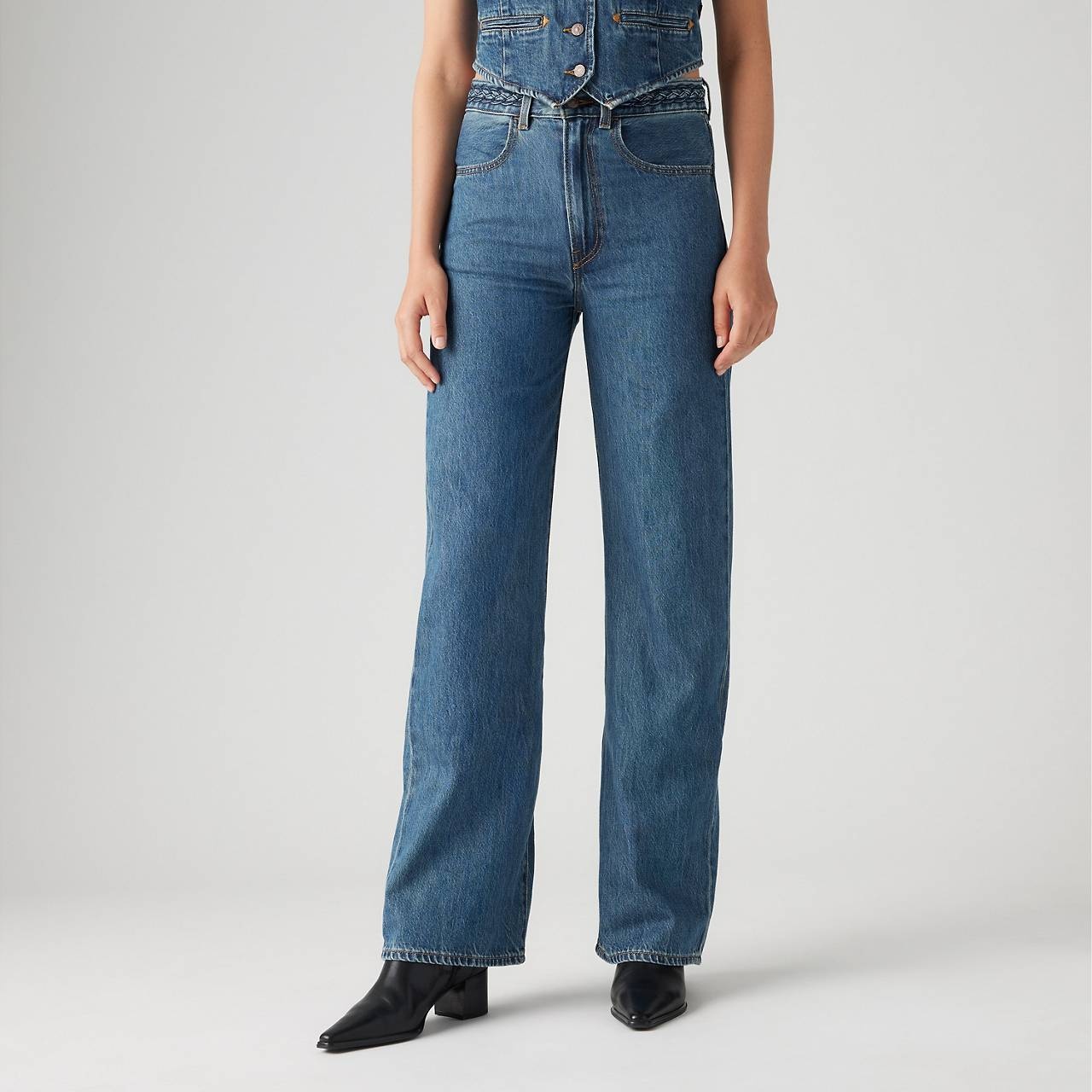 RIBCAGE WIDE LEG BRAIDED WOMEN'S JEANS - 3