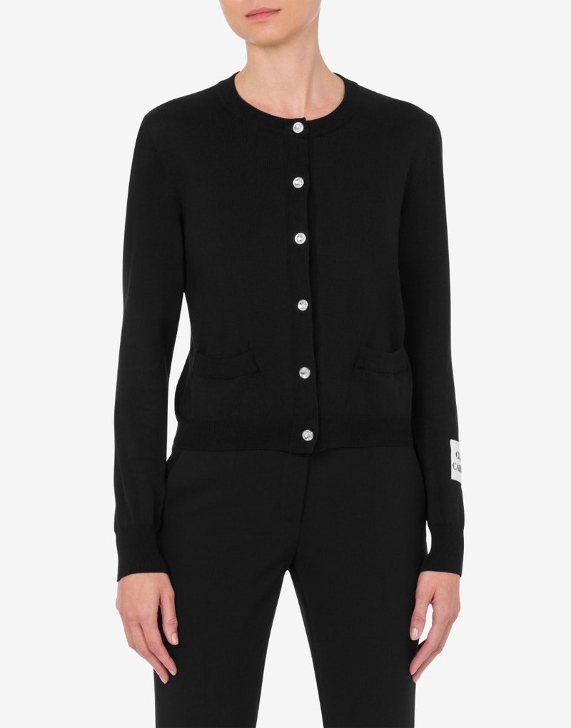 Moschino JEWELED BUTTONS COTTON KNIT CARDIGAN outlook