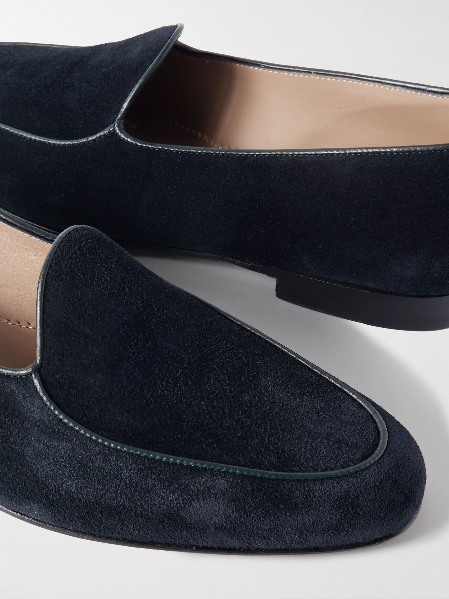 Modena Leather-Trimmed Suede Loafers Navy - 5