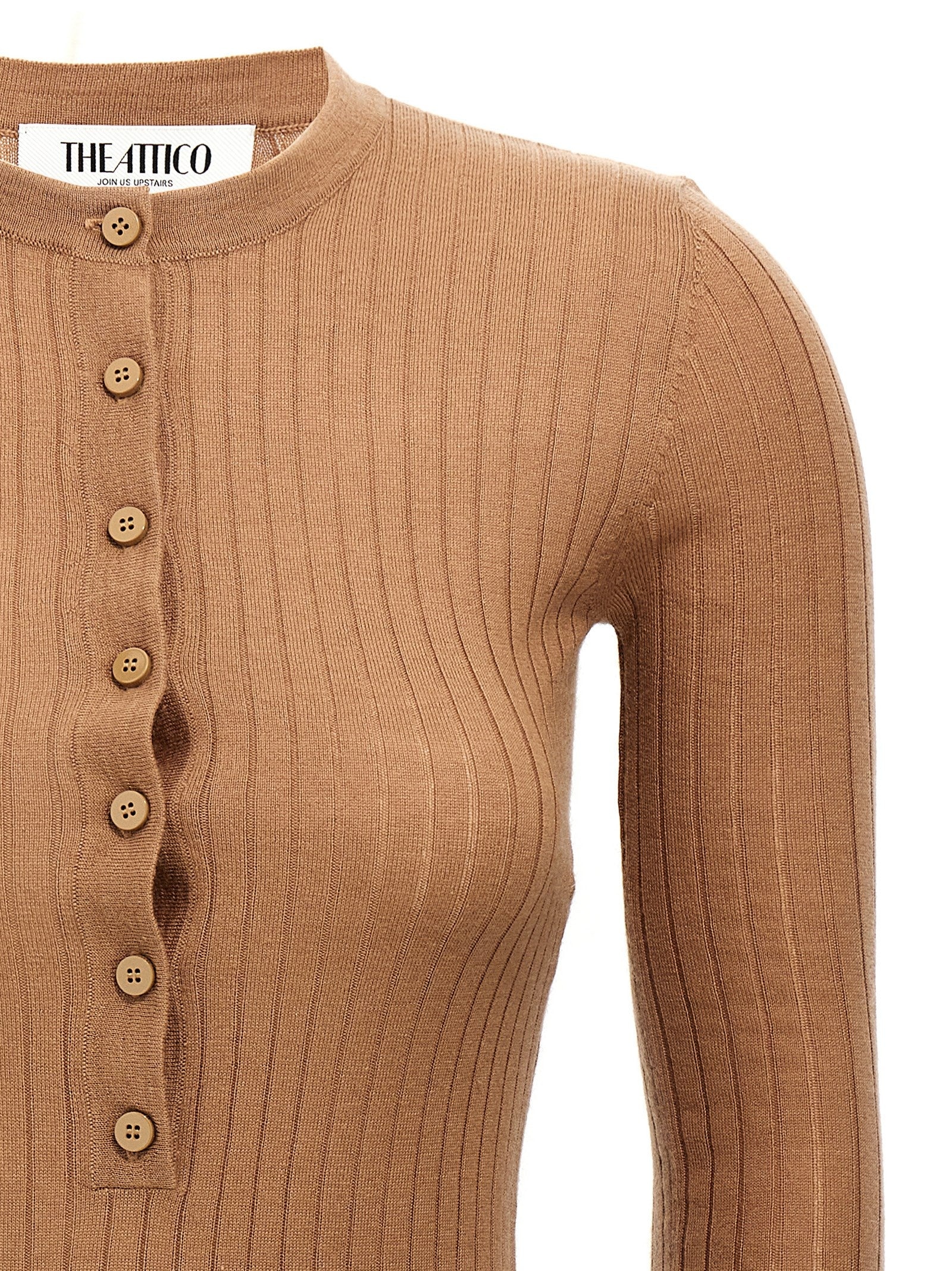 ワンピース THE ATTICO Ribbed mini dress Brown 250WCA00348 The Attico chunky-ribbed Mini Dress | Brown | FARFETCH