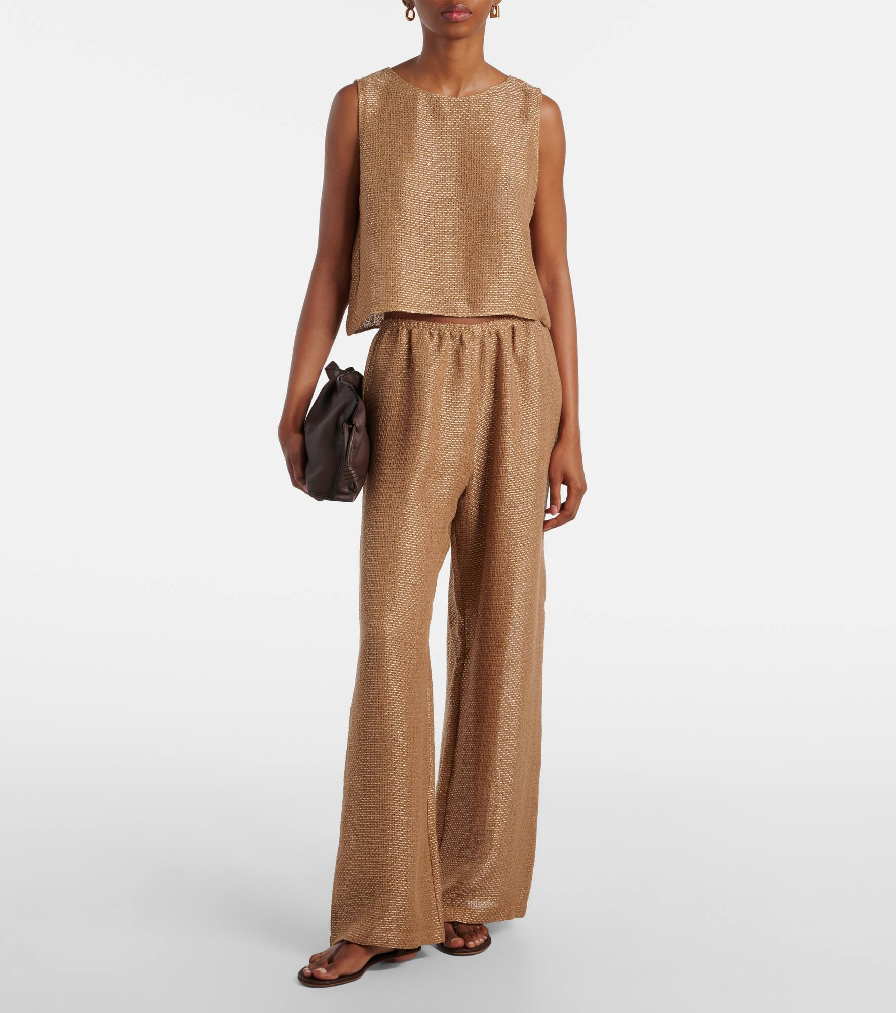 Stella sequined linen-blend wide-leg pants - 2