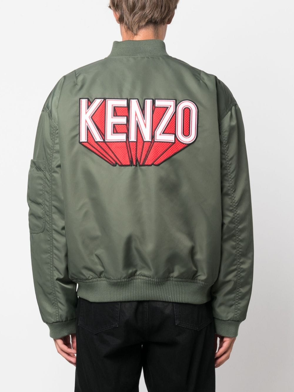 logo-patch cotton bomber jacket - 4