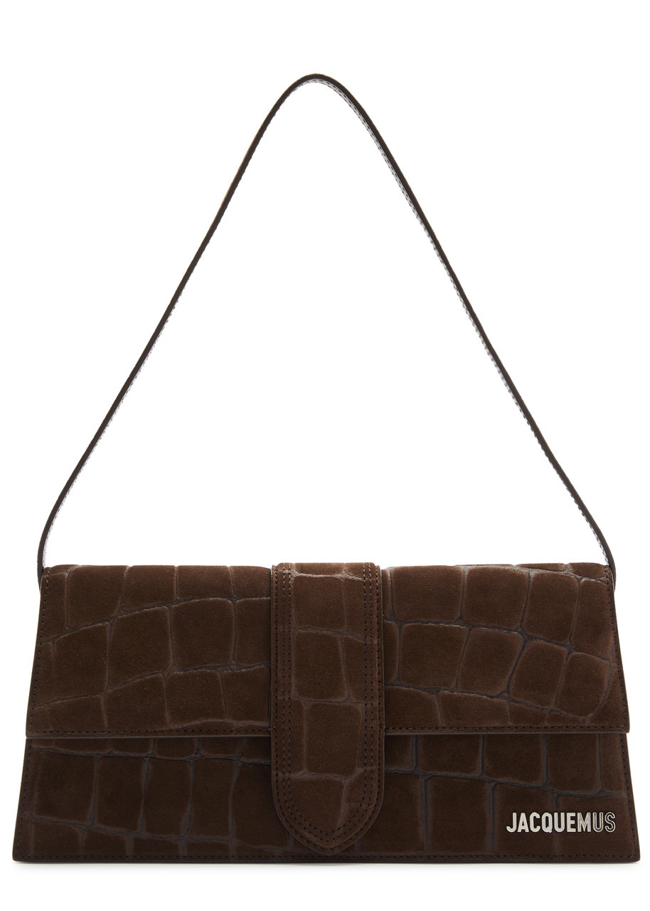 Jacquemus Le Bambino Long Crocodile-effect Suede Shoulder bag - 1