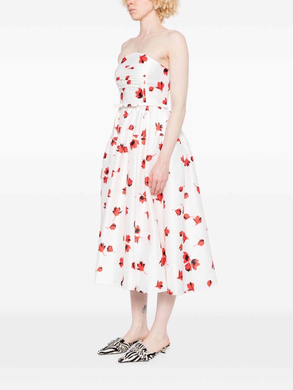floral-print taffeta dress - 3