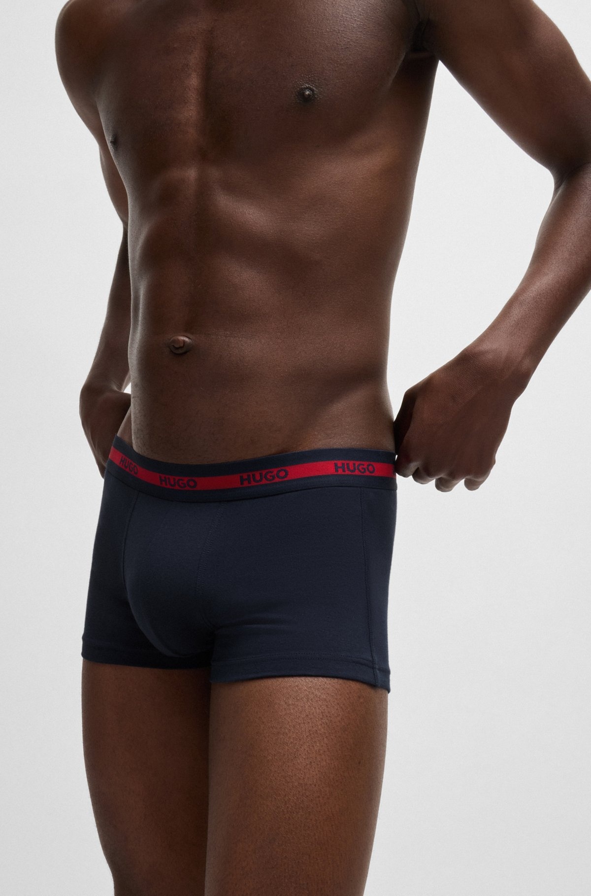 THREE-PACK OF LOGO-WAISTBAND TRUNKS IN STRETCH COTTON - 4