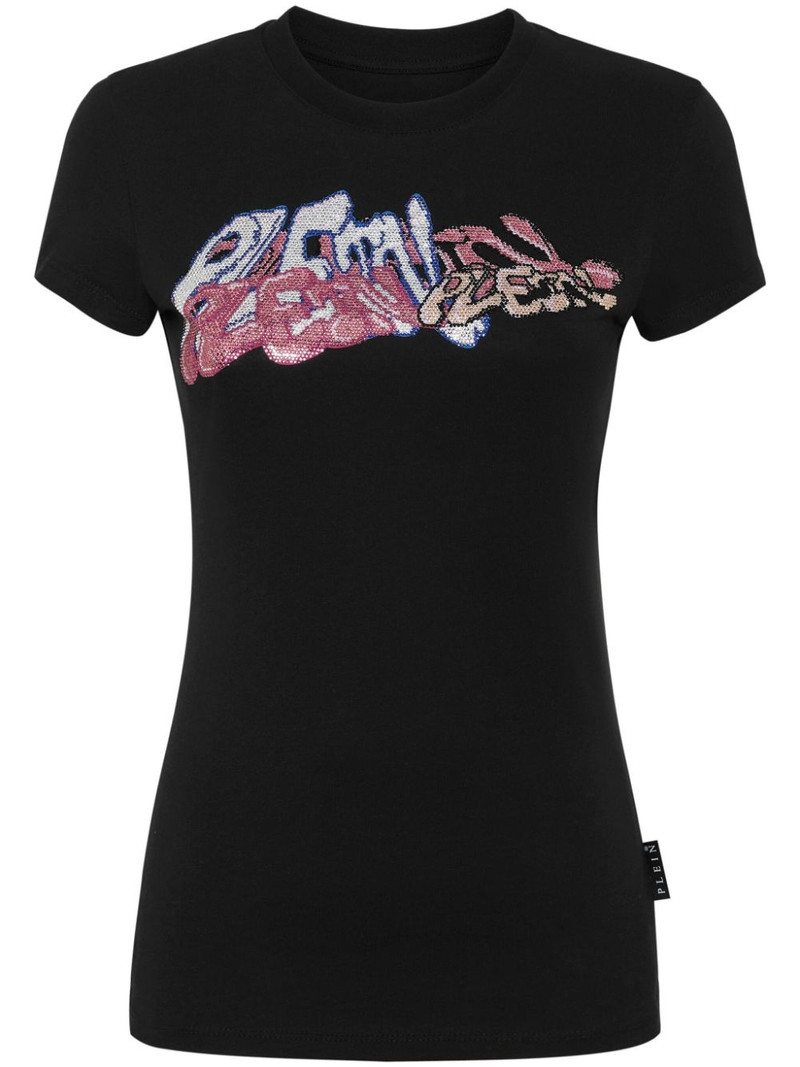 crystal-embellished logo-print T-shirt 1
