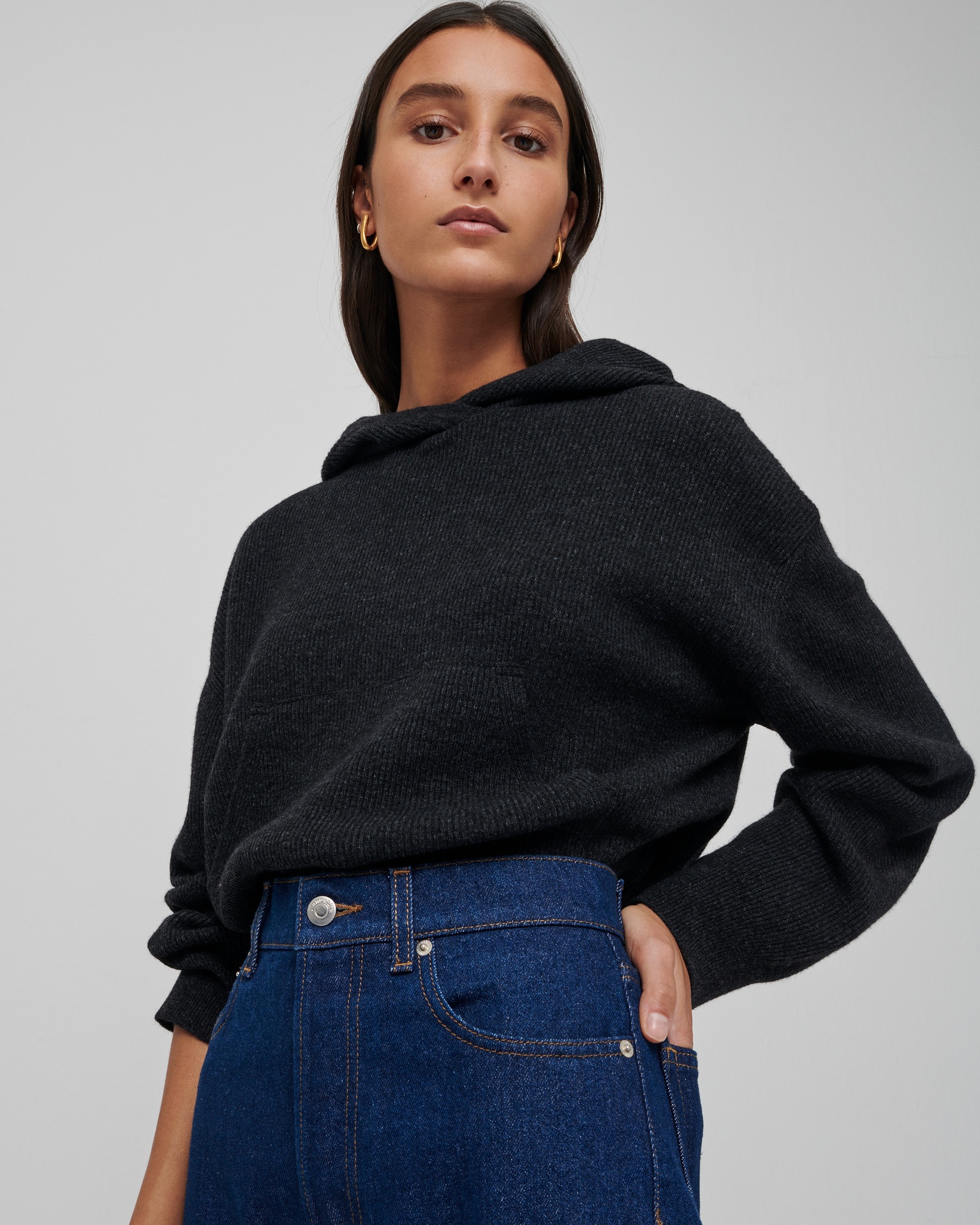 MOG - Cashmere blend hoodie - Graphite - 3