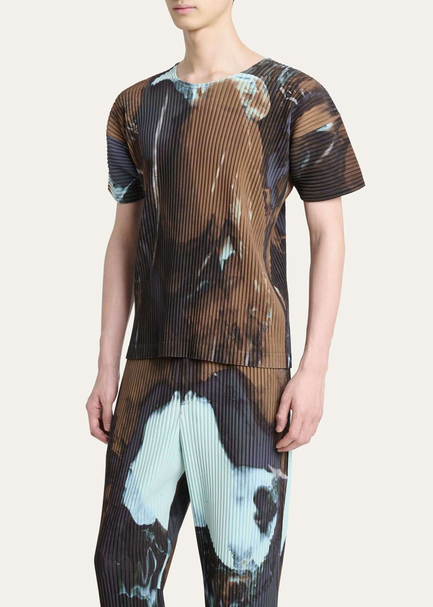 Men's Multi Agate Pleated T-Shirt - 4