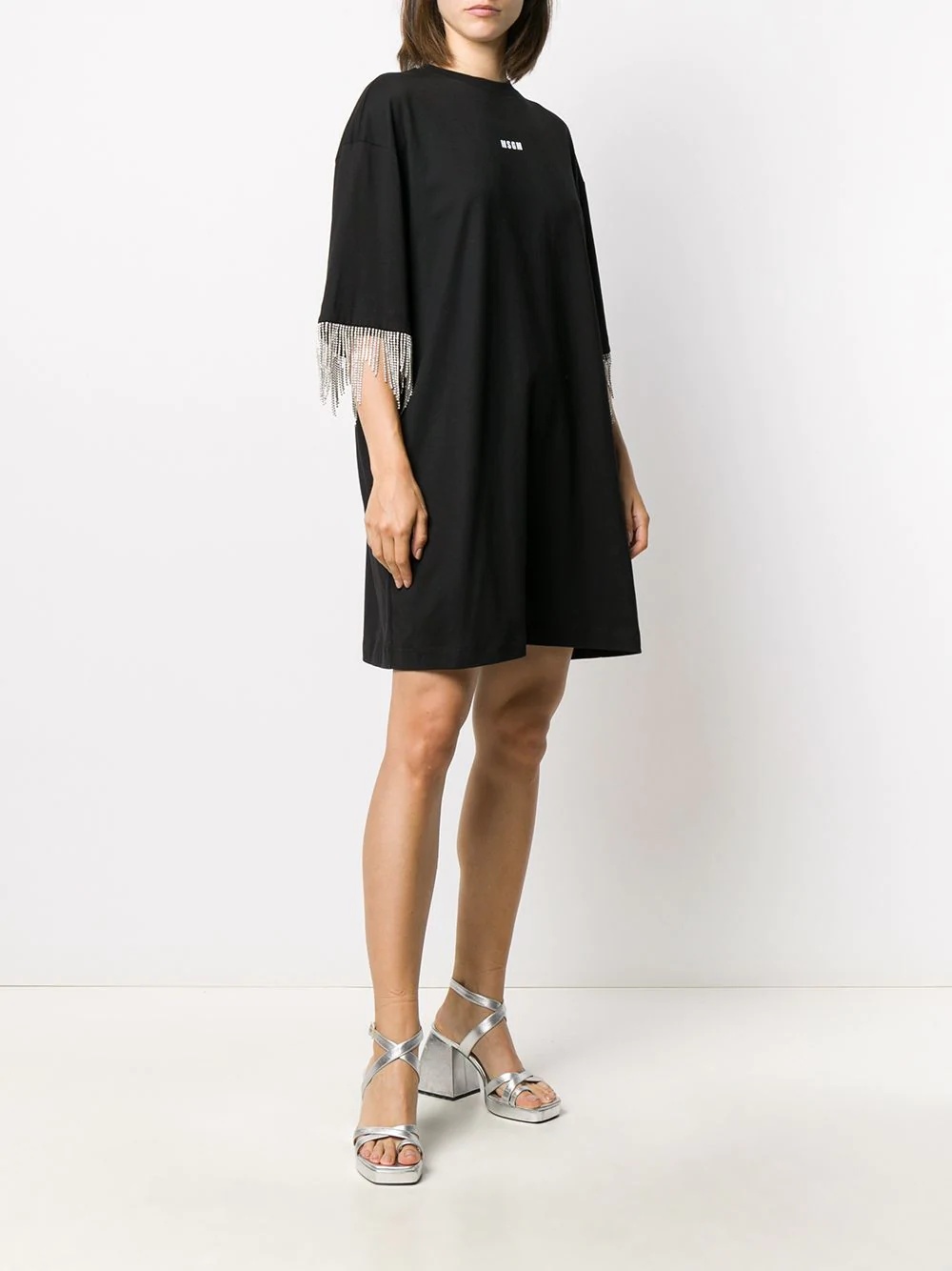 crystal fringe T-shirt dress - 3