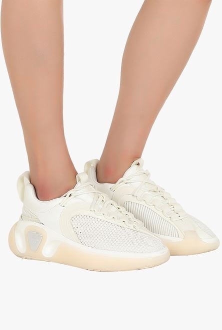 White gummy leather and mesh B-Runner sneakers - 8
