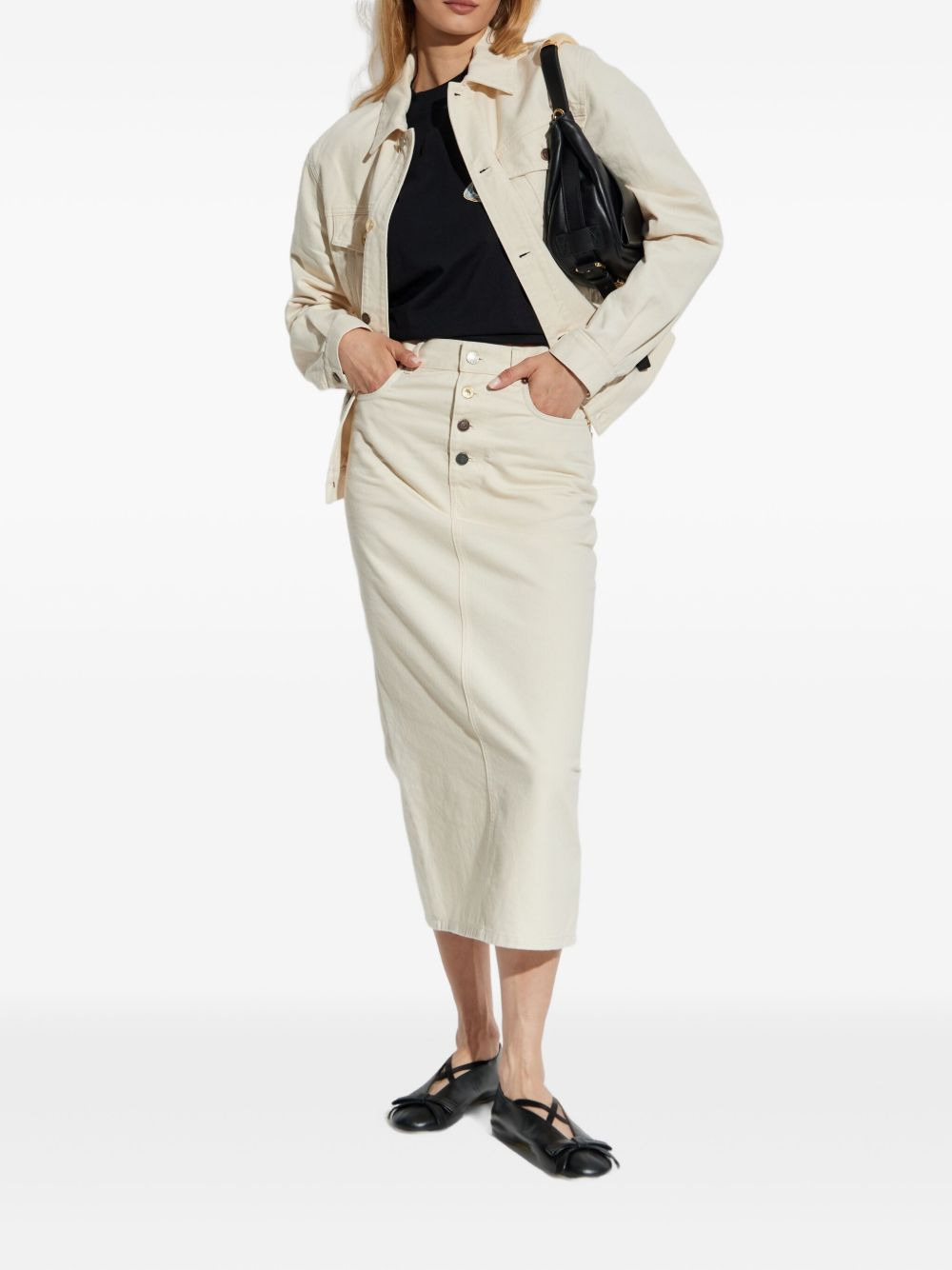 button-fastening denim jacket - 2